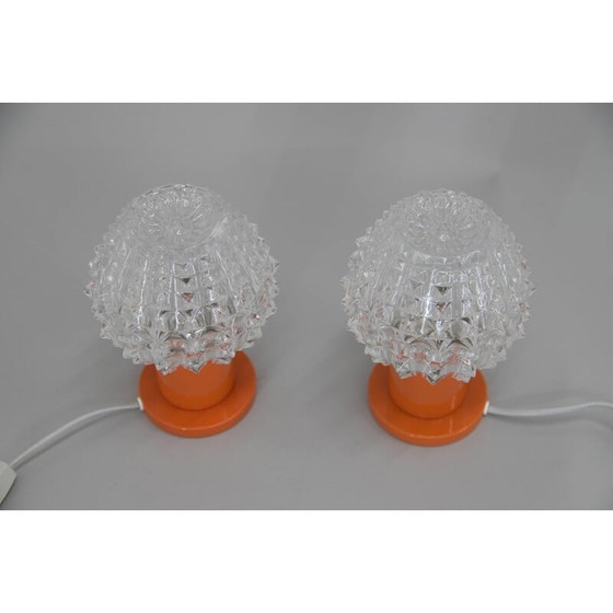 Image 1 of Pair of vintage orange table lamps by Kamenicky Senov, 1970s