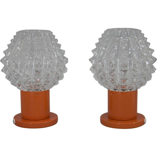 Pair of vintage orange table lamps by Kamenicky Senov, 1970s