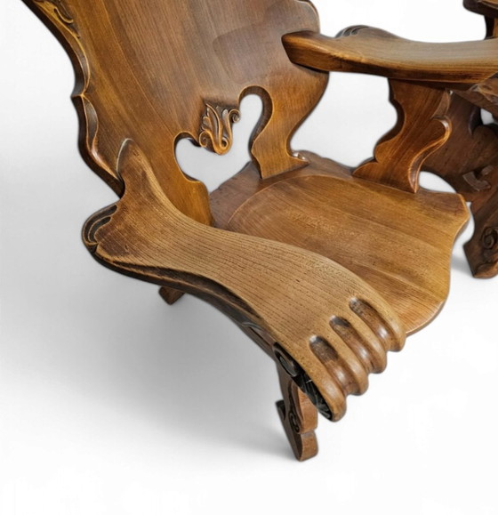 Image 1 of 4 x large matching oak claw armchairs, 1970s

Height 90 
Width 70 
Depth 70 cm