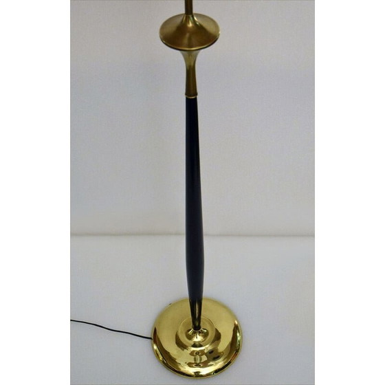 Image 1 of Vintage brass and mahogany floor lamp, 1950s