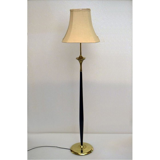 Image 1 of Vintage brass and mahogany floor lamp, 1950s