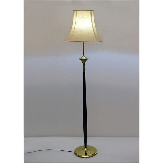 Image 1 of Vintage brass and mahogany floor lamp, 1950s