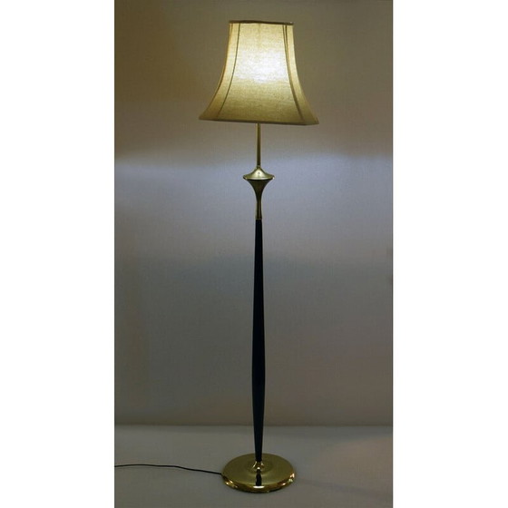 Image 1 of Vintage brass and mahogany floor lamp, 1950s