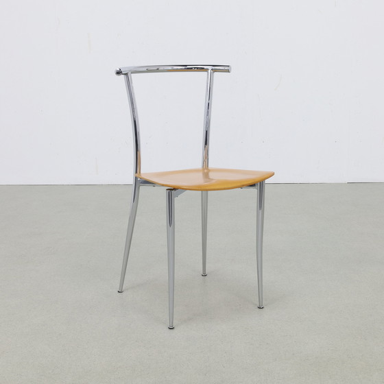 Image 1 of 4x Postmodern Dining Chair in Chrome and plywood by Segis, 1990s