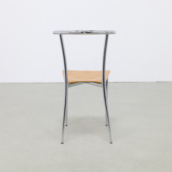 Image 1 of 4x Postmodern Dining Chair in Chrome and plywood by Segis, 1990s