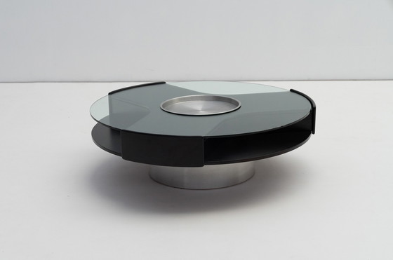 Image 1 of Round Coffee Table With Hidden Bar And Storage