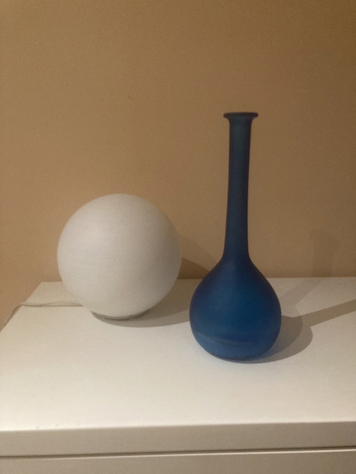 Vintage Azure Frosted Glass Vase