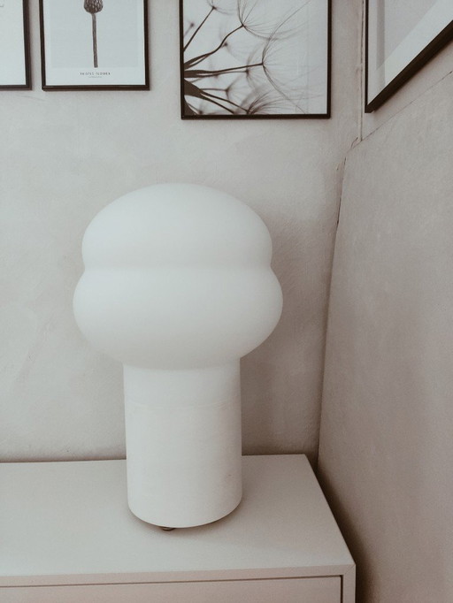 Pulpo floor/table lamp Kumo, High, limestone, mouth-blown glass, handmade