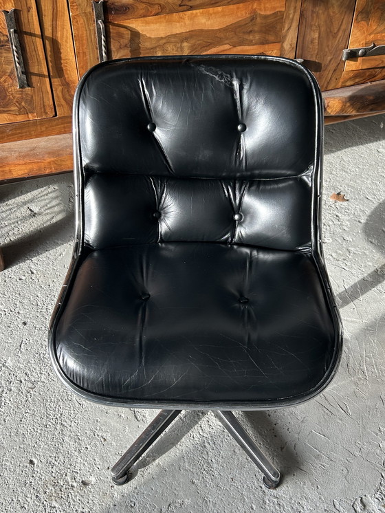 Image 1 of Fireside chair Pollock Knoll Black Leather 1980 Edition