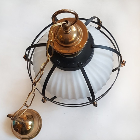 Image 1 of Mid-Century Opaline Glass Maritime Style Lantern from Massive