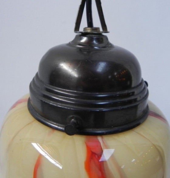 Image 1 of Art Deco hanging lamp with marbled glass shade