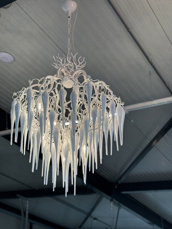 Image 1 of Brand van Egmond Hollywood Glass White Chandelier D80