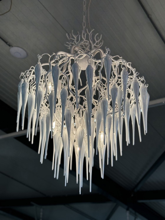 Image 1 of Brand van Egmond Hollywood Glass White Chandelier D80