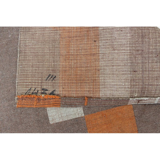 Image 1 of Brown and orange vintage geometric rug, Czechoslovakia 1970