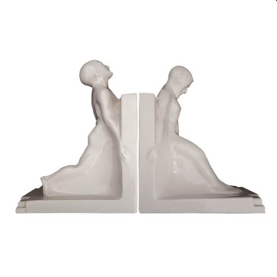 Image 1 of Art Deco Bookends by Godefridus Boonekamp for Plateelbakkerij Schoonhoven, 1930s, Set of 2