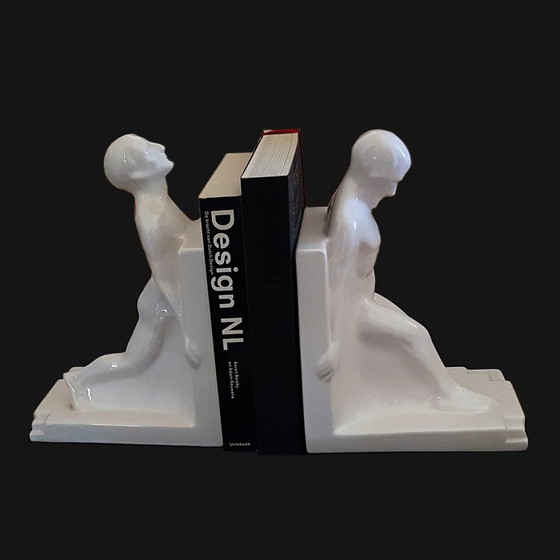 Image 1 of Art Deco Bookends by Godefridus Boonekamp for Plateelbakkerij Schoonhoven, 1930s, Set of 2