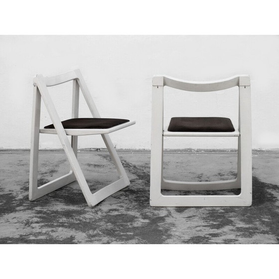 Image 1 of Pair of vintage Trieste chairs in wood and velvet by Jacober Aldo and D'Aniello for Bazzani Itaky, 1970