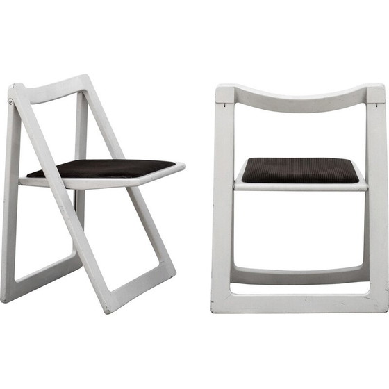 Image 1 of Pair of vintage Trieste chairs in wood and velvet by Jacober Aldo and D'Aniello for Bazzani Itaky, 1970