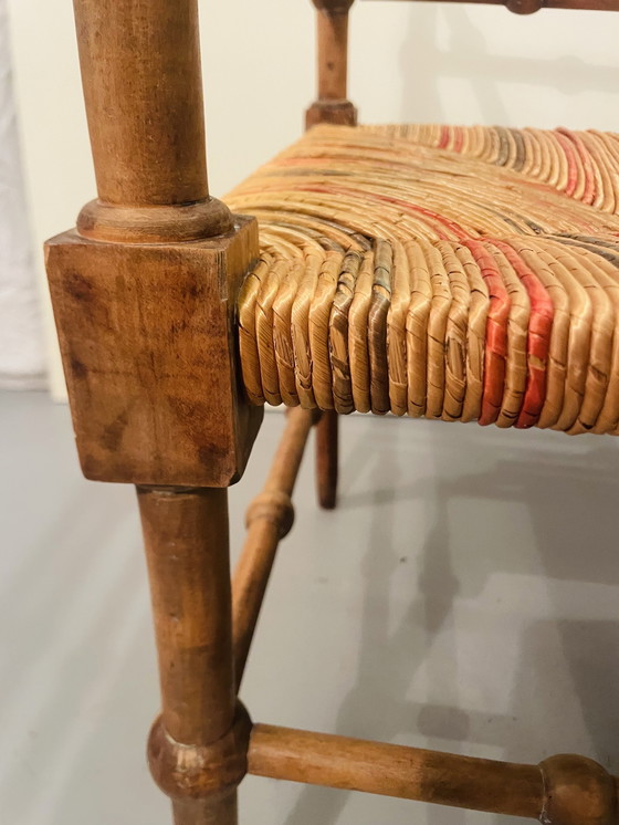 Image 1 of Vintage Art Deco Wood And Straw Corner Chair, 1930