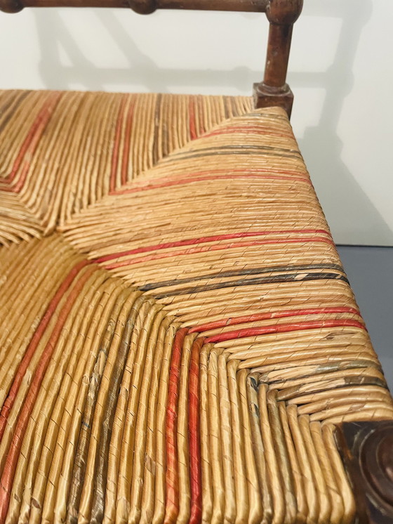 Image 1 of Vintage Art Deco Wood And Straw Corner Chair, 1930