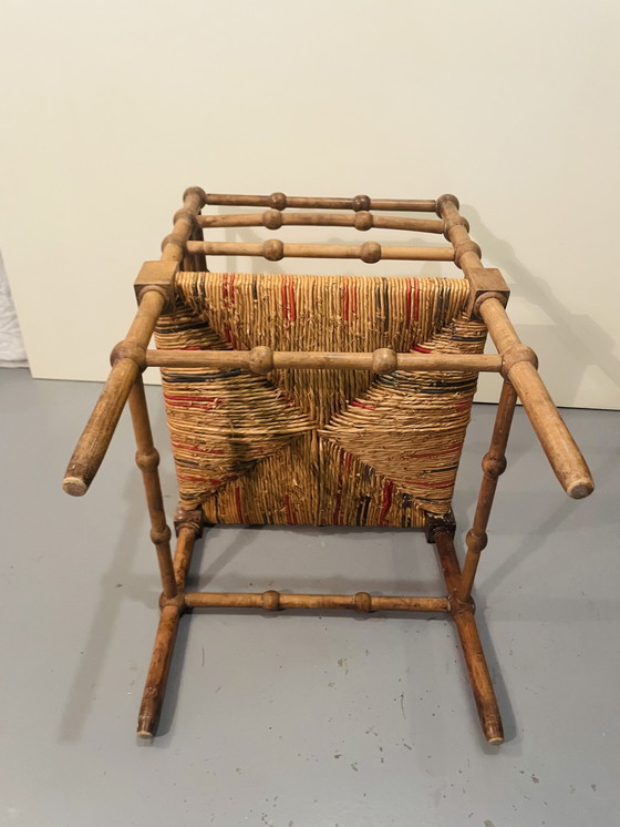 Image 1 of Vintage Art Deco Wood And Straw Corner Chair, 1930