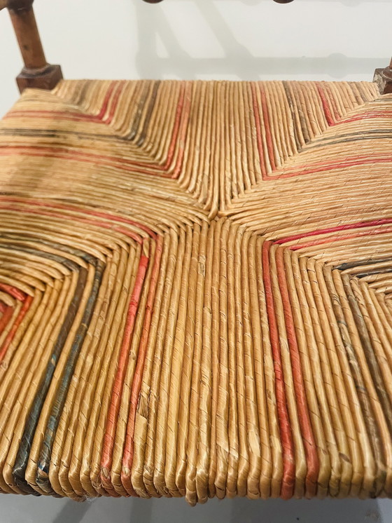 Image 1 of Vintage Art Deco Wood And Straw Corner Chair, 1930