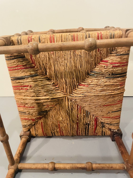 Image 1 of Vintage Art Deco Wood And Straw Corner Chair, 1930