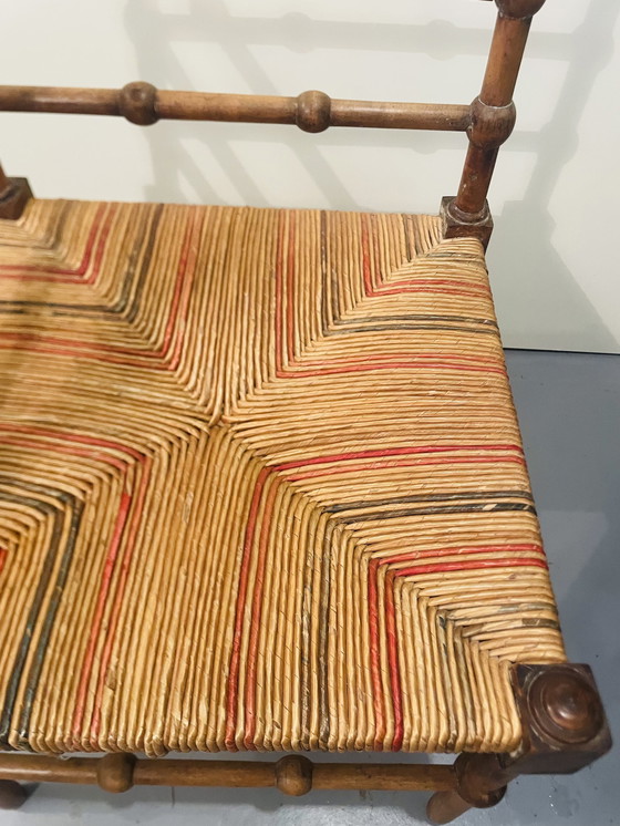 Image 1 of Vintage Art Deco Wood And Straw Corner Chair, 1930