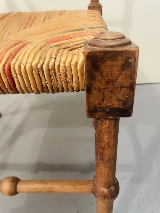 Image 1 of Vintage Art Deco Wood And Straw Corner Chair, 1930