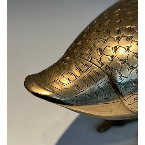 Image 1 of Scultura decorativa vintage in ottone a forma di anatra, 1970
