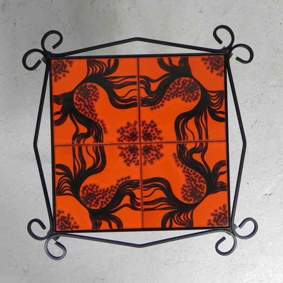 Image 1 of Vintage coffee table with 4 tiles, 1960s