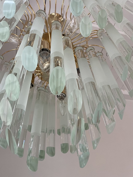 Italian glass and brass chandelier, 1970s