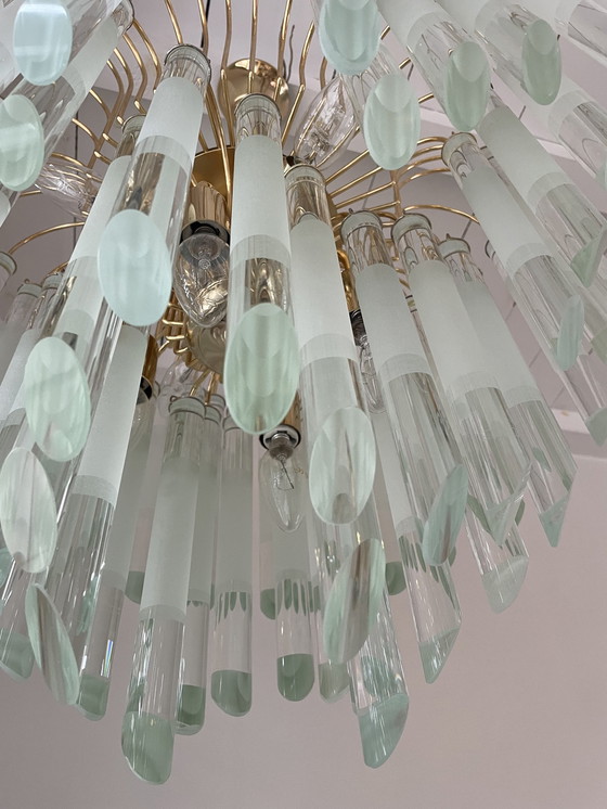 Image 1 of Italian glass and brass chandelier, 1970s