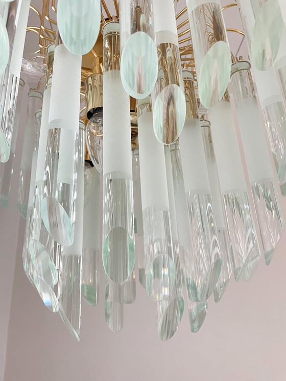 Image 1 of Italian glass and brass chandelier, 1970s