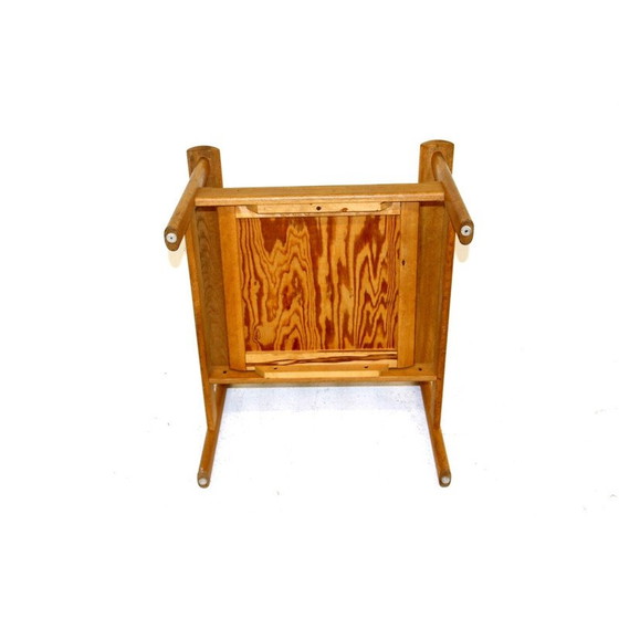 Image 1 of Scandinavian vintage armchair in oakwood and black cotton fabric, Sweden 1960