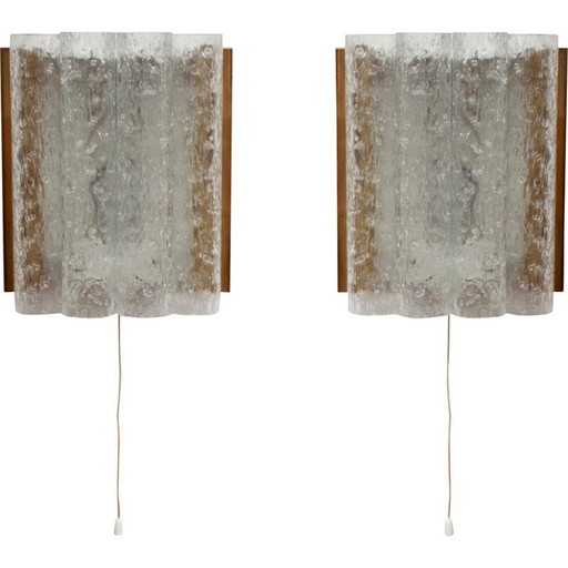 Pair of vintage brass and white metal wall lamps by Doria, Austria
