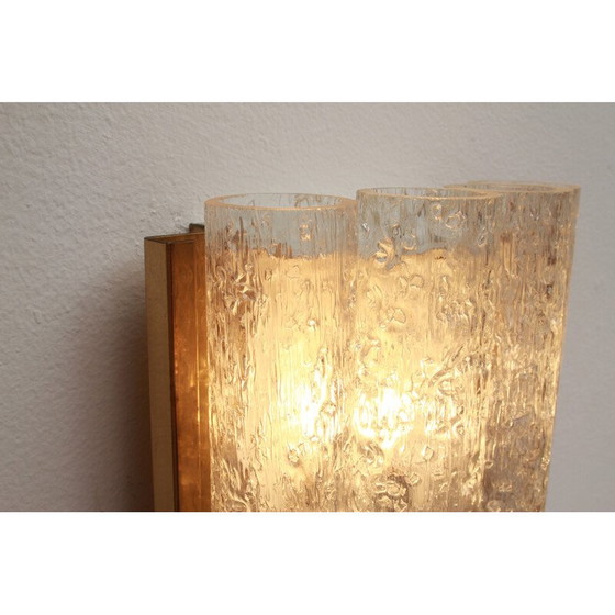 Image 1 of Pair of vintage brass and white metal wall lamps by Doria, Austria
