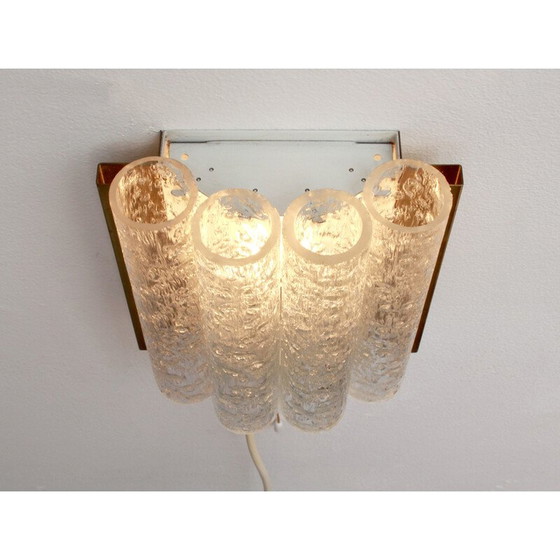 Image 1 of Pair of vintage brass and white metal wall lamps by Doria, Austria