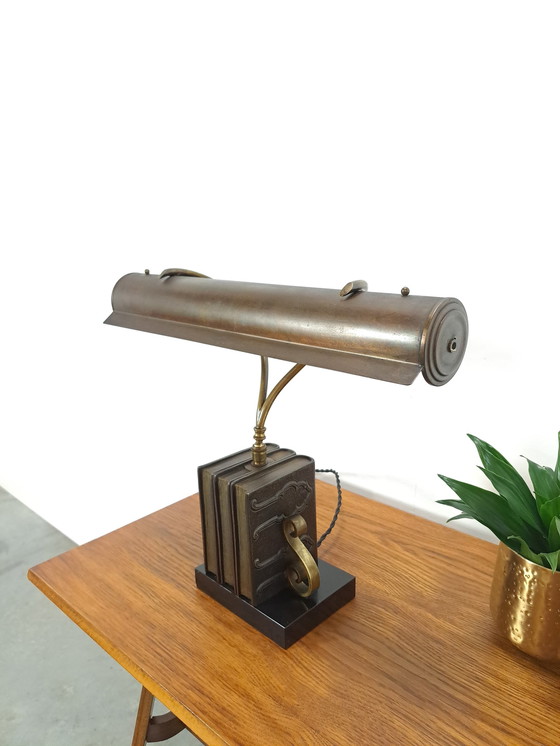 Image 1 of Bronze Desk Banker Lamp