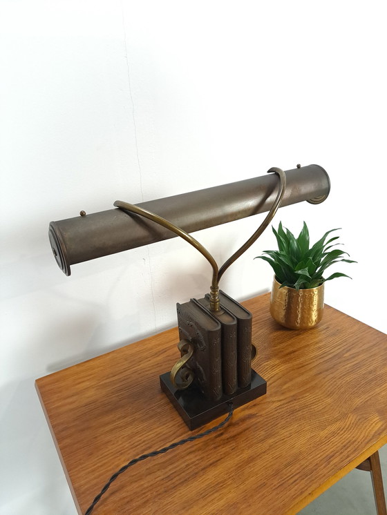 Image 1 of Bronze Desk Banker Lamp