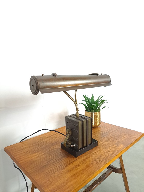 Image 1 of Bronze Desk Banker Lamp