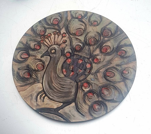 Wall Plate With Peacock From Ruscha, 1960S