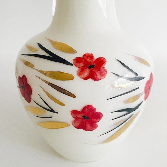 Image 1 of Vaso art déco vintage, brocca bianca opalina, anni '30