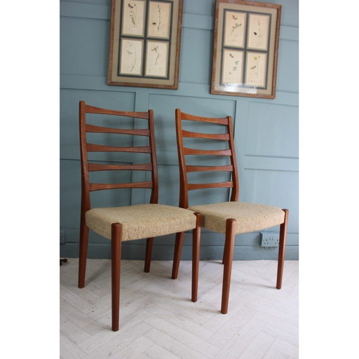 Pair of mid century teak ladder back chairs by Svegards Of Markaryd
