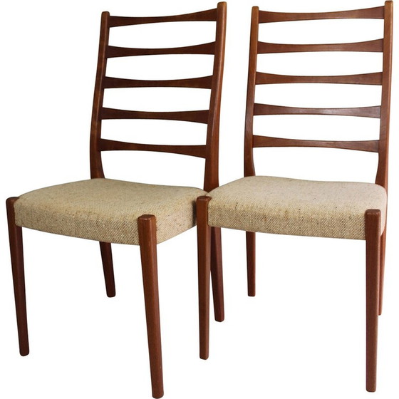 Image 1 of Pair of mid century teak ladder back chairs by Svegards Of Markaryd