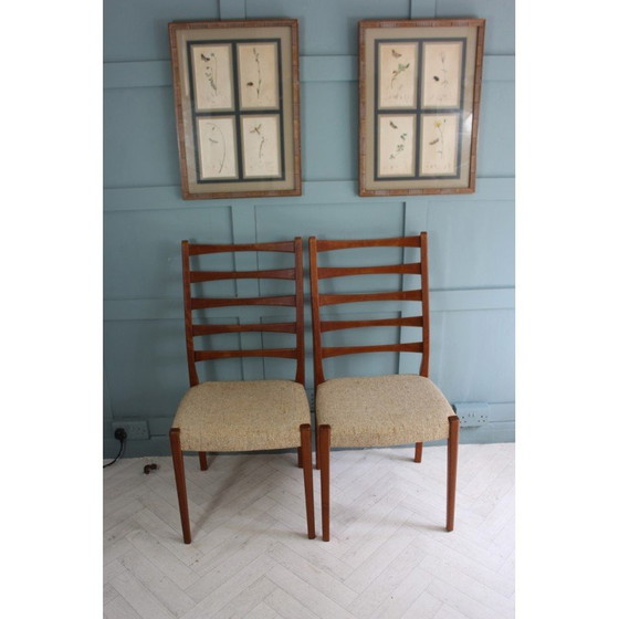 Image 1 of Pair of mid century teak ladder back chairs by Svegards Of Markaryd