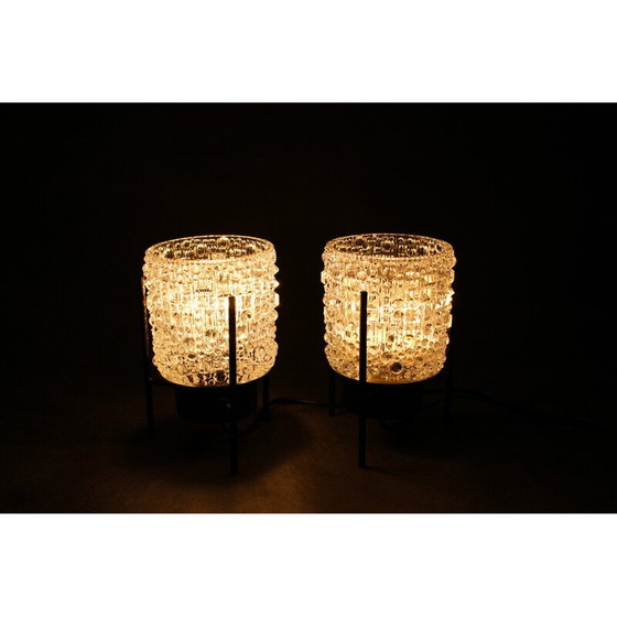 Image 1 of Pair of vintage night stands glass lamps, Germany 1970s