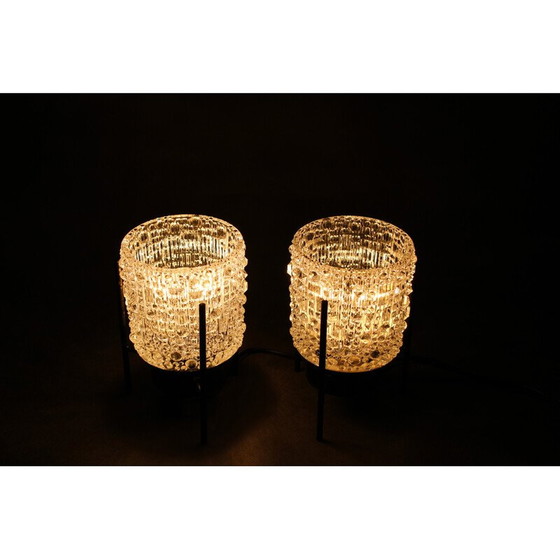 Image 1 of Pair of vintage night stands glass lamps, Germany 1970s