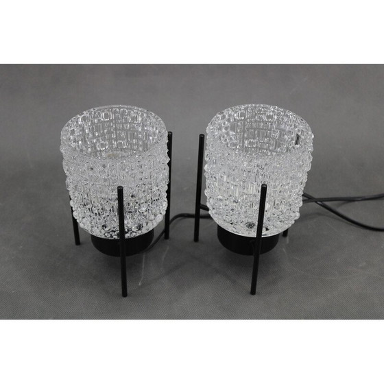 Image 1 of Pair of vintage night stands glass lamps, Germany 1970s