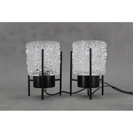 Image 1 of Pair of vintage night stands glass lamps, Germany 1970s